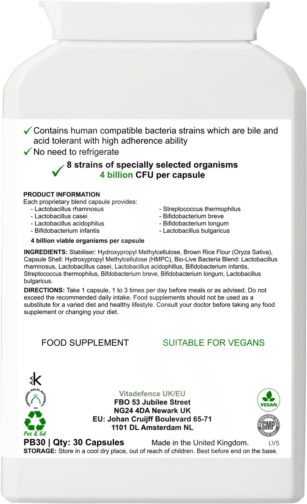 Live Cultures Multi | 8 Strains, 4 Billion CFU – 30 Capsules