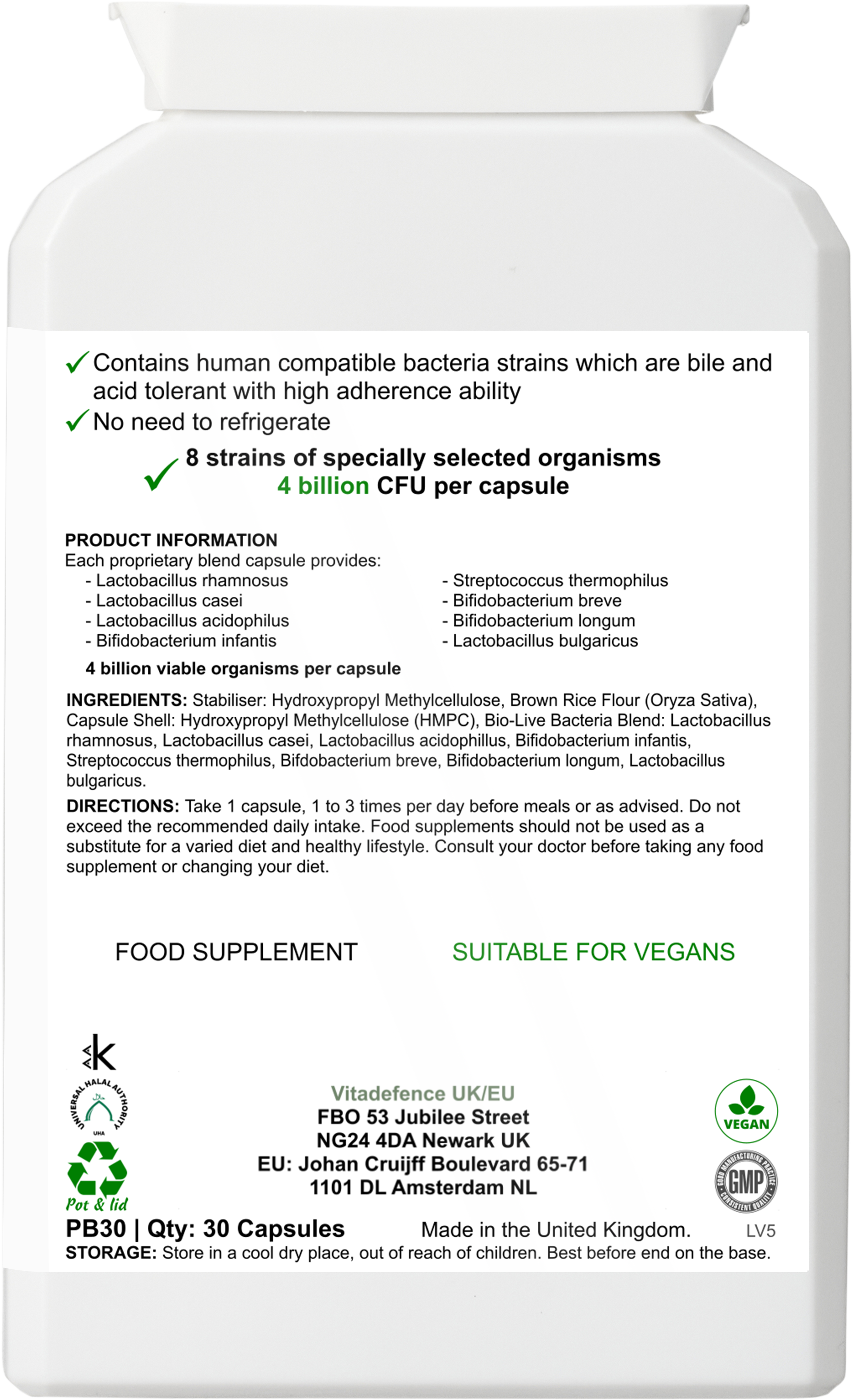 Live Cultures Multi | 8 Strains, 4 Billion CFU – 30 Capsules