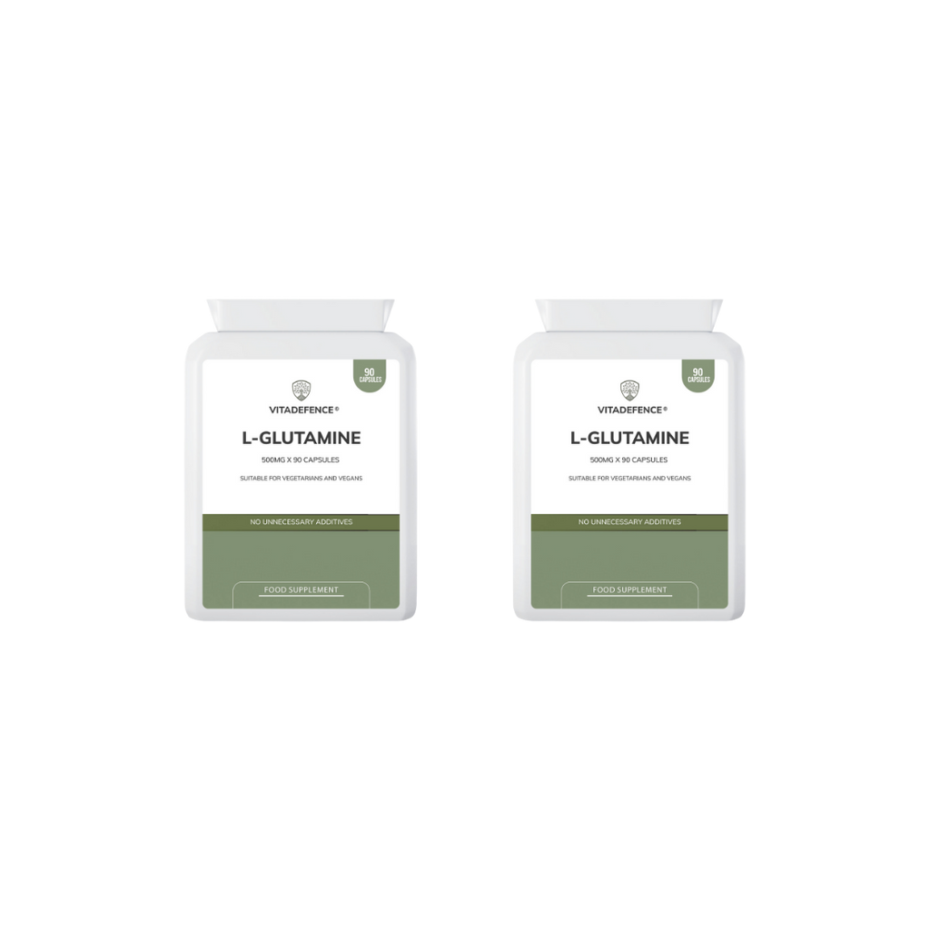 L-Glutamine 2-Pack | Pure L-Glutamine 500mg – 180 Capsules (2 x 90)