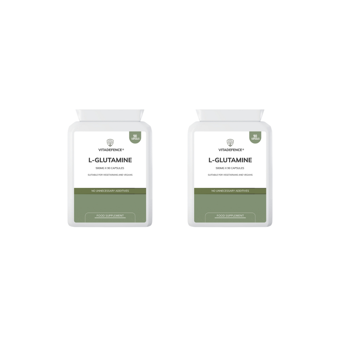 L-Glutamine 2-Pack | Pure L-Glutamine 500mg – 180 Capsules (2 x 90)