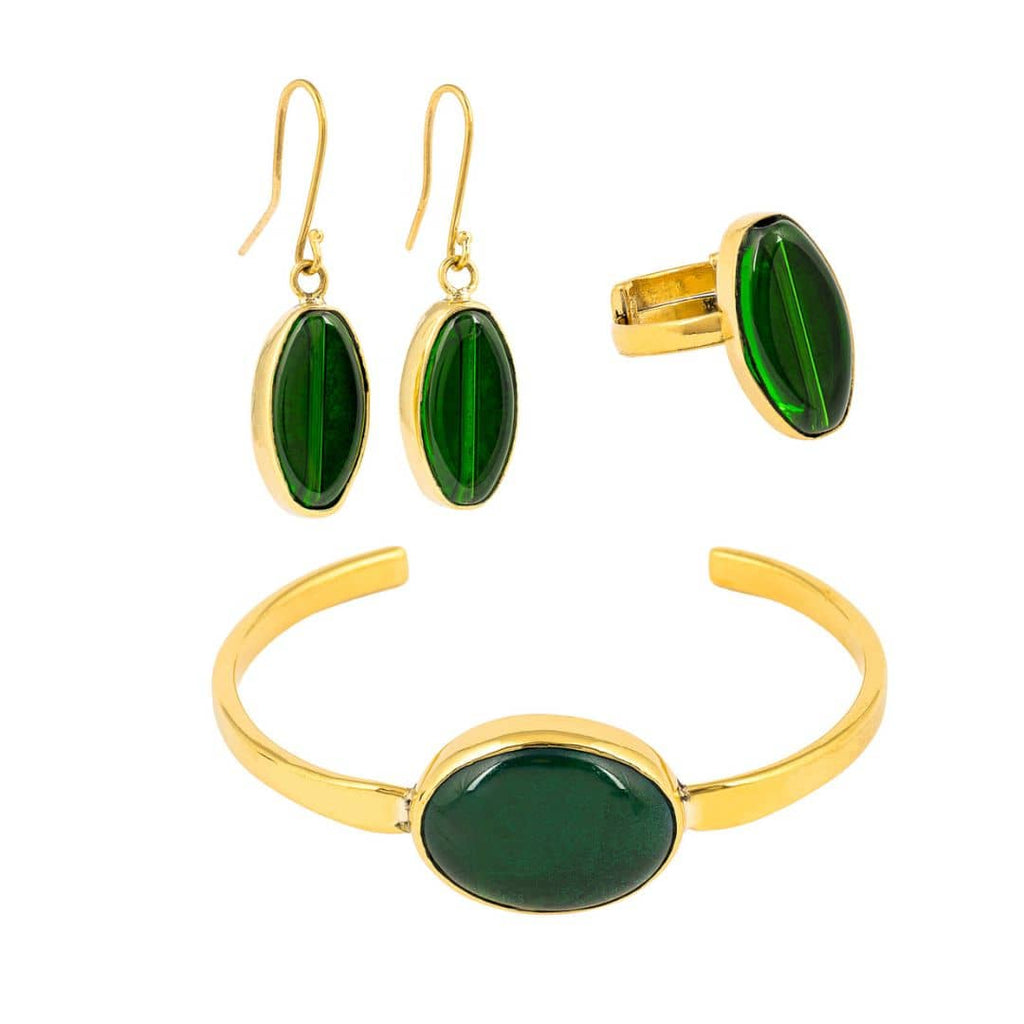 Tena Recycled Glass & Brass Earrings
